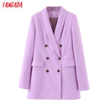 Tangada fashion women purple blazer